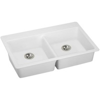  Quartz Classic White/Color Double Bowl Kitchen Sink - White