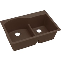  Quartz Classic White/Color Double Bowl Kitchen Sink - Mocha