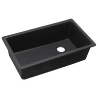  Quartz Classic White/Color Undermount - Single Bowl Kitchen Sink - Black