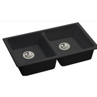  Quartz Classic White/Color Undermount - Double Bowl Kitchen Sink - Black