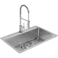  Crosstown Stainless Steel Dual Mount Single Bowl Kitchen Sink - Stainless Steel