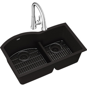 EELGHU3322RBK0FC Quartz Classic White/Color Undermount - Double Bowl Kitchen Sink - Black