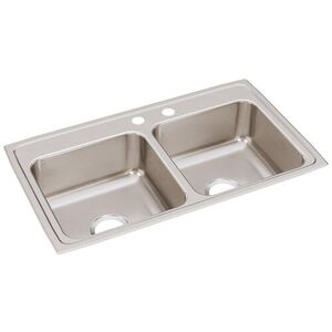 ELR3319MR2 Lustertone Stainless Steel Double Bowl Kitchen Sink - Lustrous Satin