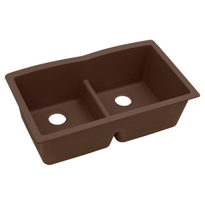 EELGDULB3322MC0 Quartz Classic White/Color Undermount - Double Bowl Kitchen Sink - Mocha