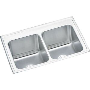 EDLR3322100 Lustertone Stainless Steel Double Bowl Kitchen Sink - Lustrous Satin