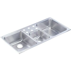 ELCR43220 Lustertone Triple Bowl Sink Kitchen Sink - Stainless Steel ELCR43220 Lustertone Triple Bowl Sink Kitchen Sink - Stainless Steel