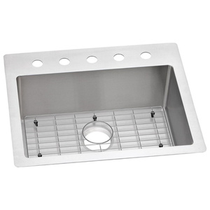 EECTSR25229TBG5 Crosstown Stainless Steel Dual Mount Single Bowl Kitchen Sink - Stainless Steel