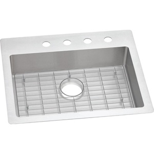 EECTSRAD25226TBG2 Crosstown Stainless Steel Dual Mount Single Bowl Kitchen Sink - Stainless Steel EECTSRAD25226TBG2 Crosstown Stainless Steel Dual Mount Single Bowl Kitchen Sink - Stainless Steel