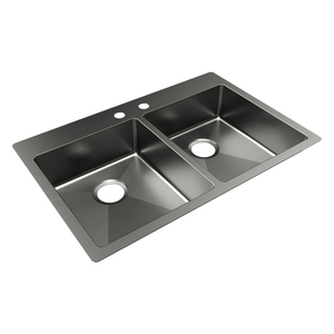 EECTSRAD3322602 Crosstown Stainless Steel Dual Mount Double Bowl Kitchen Sink - Polished Satin