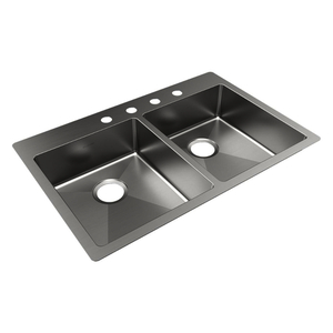 EECTSRAD3322604 Crosstown Stainless Steel Dual Mount Double Bowl Kitchen Sink - Polished Satin