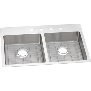 EECTSRAD33226TBG2 Crosstown Stainless Steel Dual Mount Double Bowl Kitchen Sink - Stainless Steel