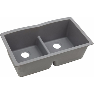 EELGDULB3322GS0 Quartz Classic White/Color Undermount - Double Bowl Kitchen Sink - Greystone