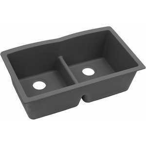 EELGDULB3322GY0 Quartz Classic White/Color Undermount - Double Bowl Kitchen Sink - Dusk Gray