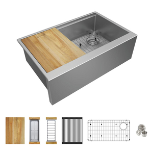 EEFRUFF30179RW Crosstown Apron Front / Specialty Sink Kitchen Sink - Polished Satin