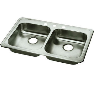 EGECR33213 Celebrity Stainless Steel Double Bowl Kitchen Sink - Stainless Steel