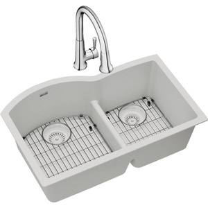 EELGHU3322RWH0FC Quartz Classic White/Color Undermount - Double Bowl Kitchen Sink - White