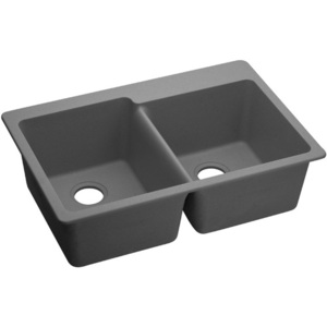 EELG250RGS0 Quartz Classic White/Color Double Bowl Kitchen Sink - Greystone