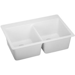 EELG3322WH0 Quartz Classic White/Color Double Bowl Kitchen Sink - White