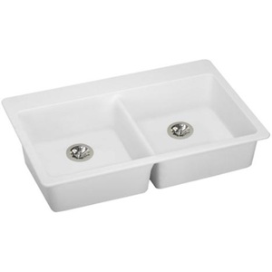 EELGAD3322PDWH0 Quartz Classic White/Color Double Bowl Kitchen Sink - White