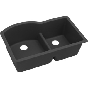 EELGHU3322RBK0 Quartz Classic White/Color Undermount - Double Bowl Kitchen Sink - Black