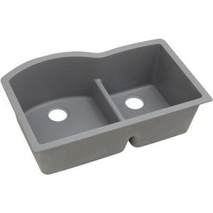 EELGHU3322RGS0 Quartz Classic White/Color Undermount - Double Bowl Kitchen Sink - Greystone