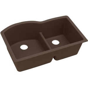 EELGHU3322RMC0 Quartz Classic White/Color Undermount - Double Bowl Kitchen Sink - Mocha