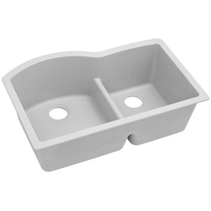 EELGHU3322RWH0 Quartz Classic White/Color Undermount - Double Bowl Kitchen Sink - White