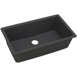 EELGRU13322BK0 Quartz Classic White/Color Undermount - Single Bowl Kitchen Sink - Black