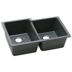 EELGU250RBK0 Quartz Classic White/Color Undermount - Double Bowl Kitchen Sink - Black