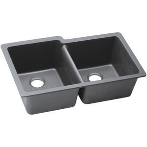 EELGU250RGS0 Quartz Classic White/Color Undermount - Double Bowl Kitchen Sink - Greystone