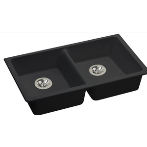 EELGUAD3319PDBK0 Quartz Classic White/Color Undermount - Double Bowl Kitchen Sink - Black EELGUAD3319PDBK0 Quartz Classic White/Color Undermount - Double Bowl Kitchen Sink - Black