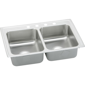 ELRQ33190 Lustertone Stainless Steel Double Bowl Kitchen Sink - Lustertone