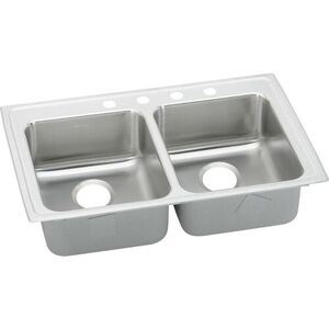 ELRADQ3321651 Gourmet Stainless Steel Double Bowl Kitchen Sink - Lustrous Satin