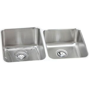 EELUH3120RDBG Lustertone Stainless Steel Undermount - Double Bowl Kitchen Sink - Lustrous Satin