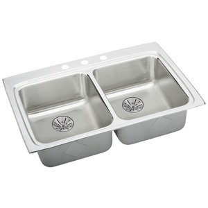 ELRAD332265PD2 Dayton Stainless Steel Double Bowl Kitchen Sink - Stainless Steel