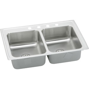 ELRADQ291865PD3 Unidoor Plus Stainless Steel Double Bowl Kitchen Sink - Stainless Steel