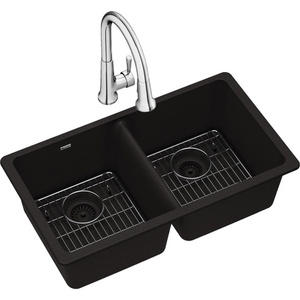 EELGU3322BK0FC Quartz Classic White/Color Undermount - Double Bowl Kitchen Sink - Black