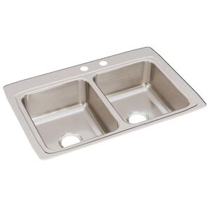 ELR3322MR2 Gourmet Stainless Steel Double Bowl Kitchen Sink - Lustrous Highlighted Satin