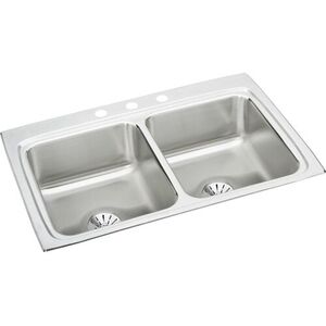 ELR3322PD4 Lustertone Stainless Steel Double Bowl Kitchen Sink - Lustrous Satin