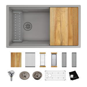 EELXRU13322WSM0 Quartz Luxe White/Color Undermount - Double Bowl Kitchen Sink - Silvermist