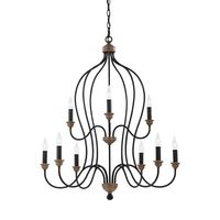  Hartsville Mini Chandelier - Dark Weathered Zinc / Weathered Oak