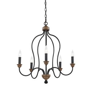 GLF2998EN5DWZWO Hartsville Mini Chandelier - Dark Weathered Zinc / Weathered Oak