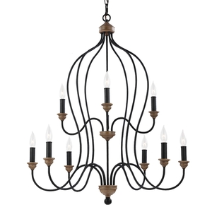 GLF29999DWZWO Hartsville Mid Sized Chandelier Chandelier - Dark Weathered Zinc / Weathered Oak