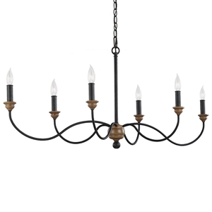 GLF30006DWZWO Hartsville Large Foyer Chandelier Chandelier - Dark Weathered Zinc / Weathered Oak