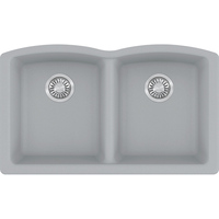  Ellipse White/Color Undermount - Double Bowl Kitchen Sink - Shadow Grey