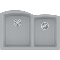  Ellipse White/Color Undermount - Double Bowl Kitchen Sink - Shadow Grey