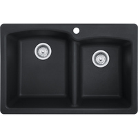  Ellipse White/Color Dual Mount Double Bowl Kitchen Sink - Onyx