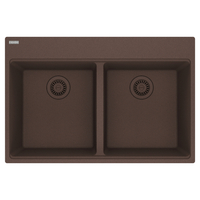  Maris White/Color Double Bowl Kitchen Sink - Mocha