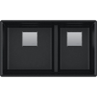  Peak White/Color Undermount - Double Bowl Kitchen Sink - Onyx