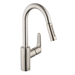 Hansgrohe H04506801 Steel Optik Pull-Out Spray Kitchen Faucet